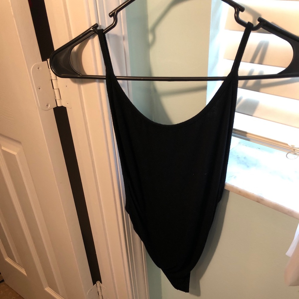 Black bodysuit- shows side boob